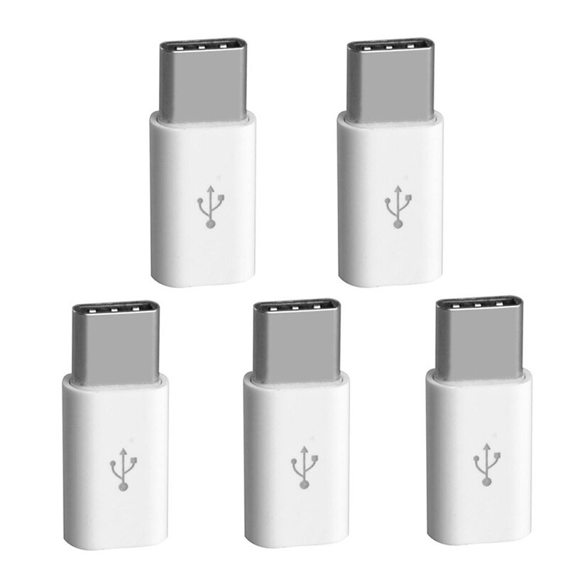 5 uds. Adaptador de teléfono móvil Micro USB a USB C adaptador Microusb conector para Xiaomi Huawei Samsung Galaxy A7 adaptador USB tipo C: 5pcs white