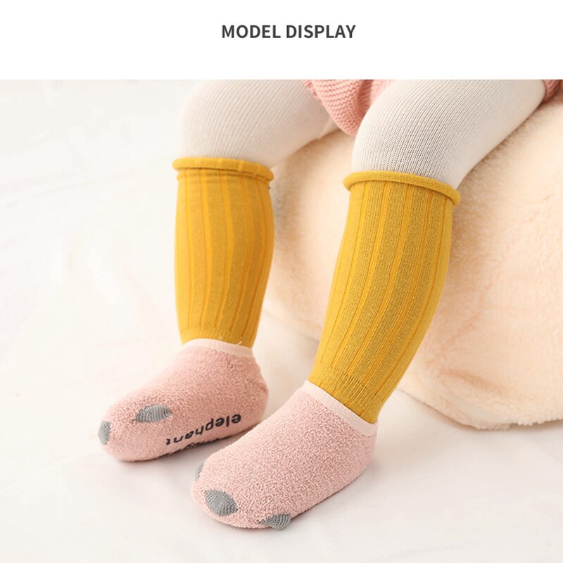 2 Pair/set Cartoon Dinosaur Baby Socks Winter Autumn Non Slip Warm Cotton Kids Socks For Boys Girls 0-12M