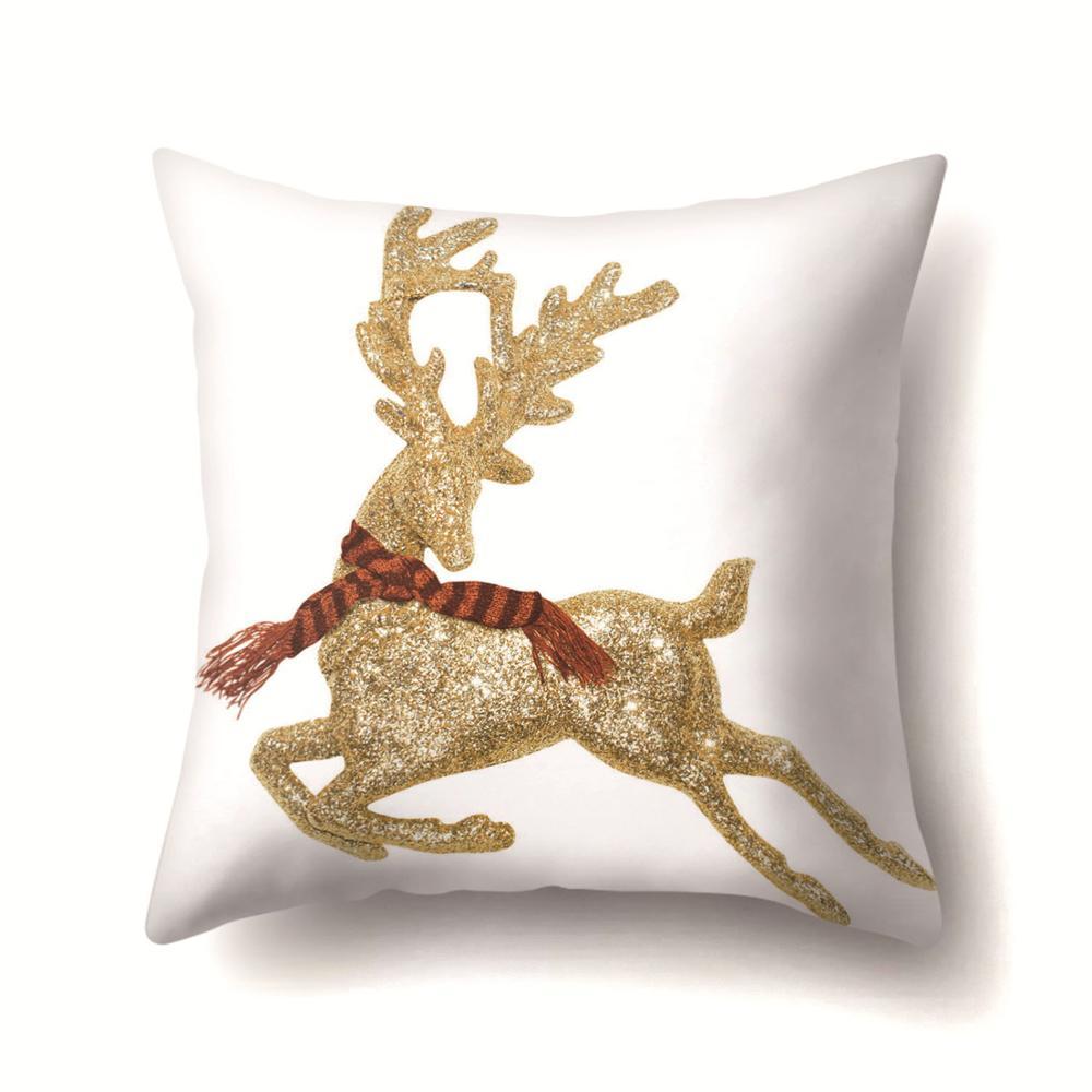 Mignon cerf noël housse de coussin Polyester décoratif jeter oreiller noël nouvel an décor à la maison cojines decorativos para canapé 40543: 2BZ-40543-102
