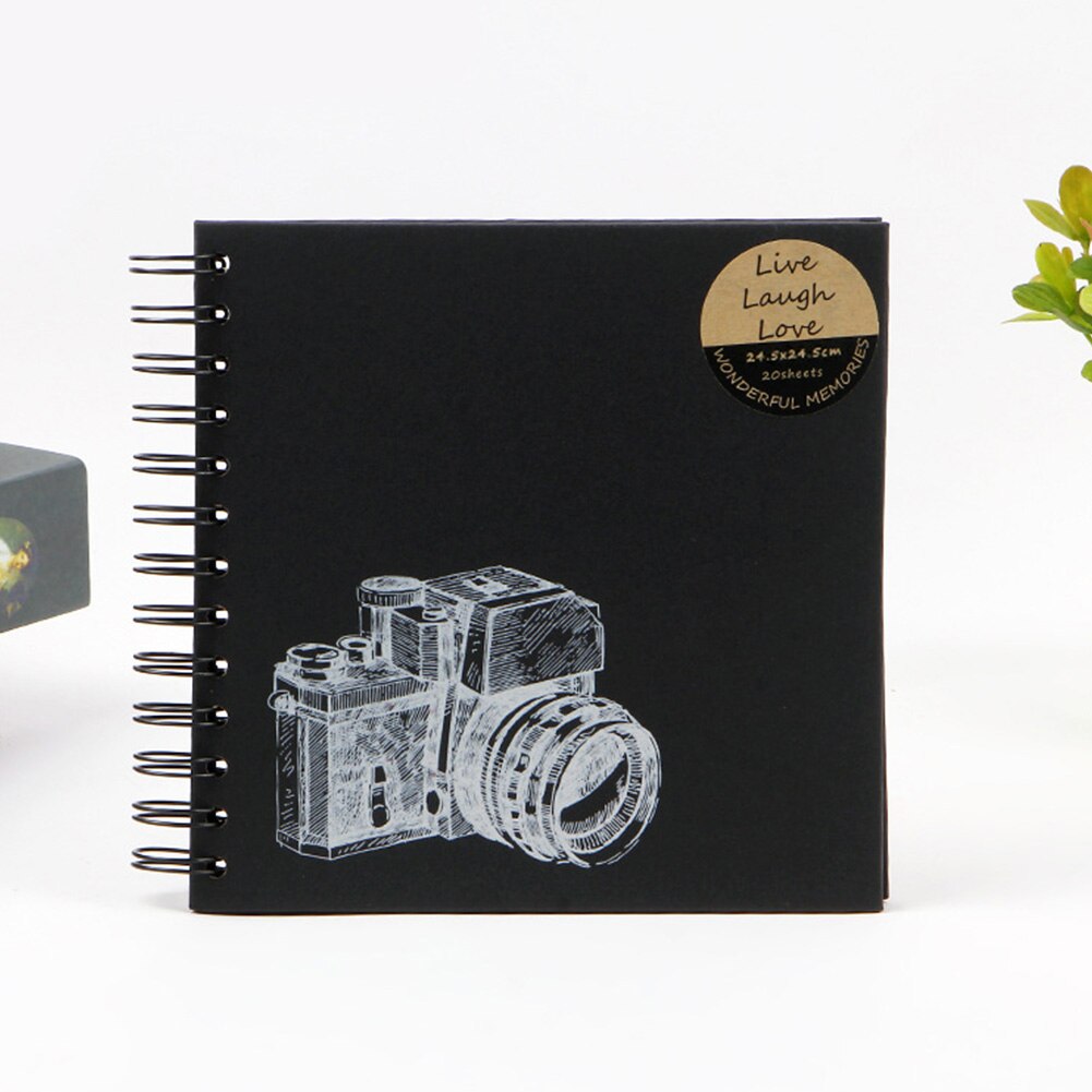 DIY Craft Storage Travel Home Family Memory Loose Leaf Graduation Photo Album Camera Portable Black Cardboard Anniversary