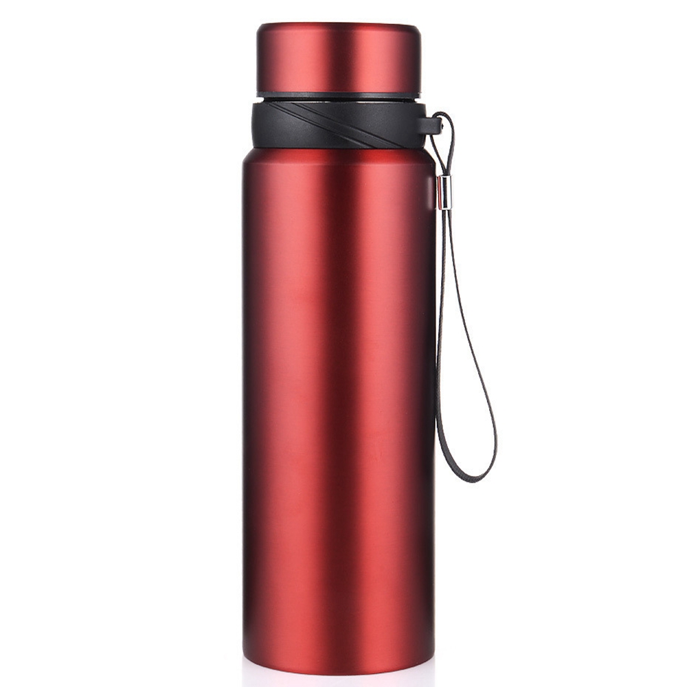 Botella de agua térmica de 1L, botella de agua fría y , termo para agua, té, café, frascos de vacío, botella termo de acero inoxidable: Rojo