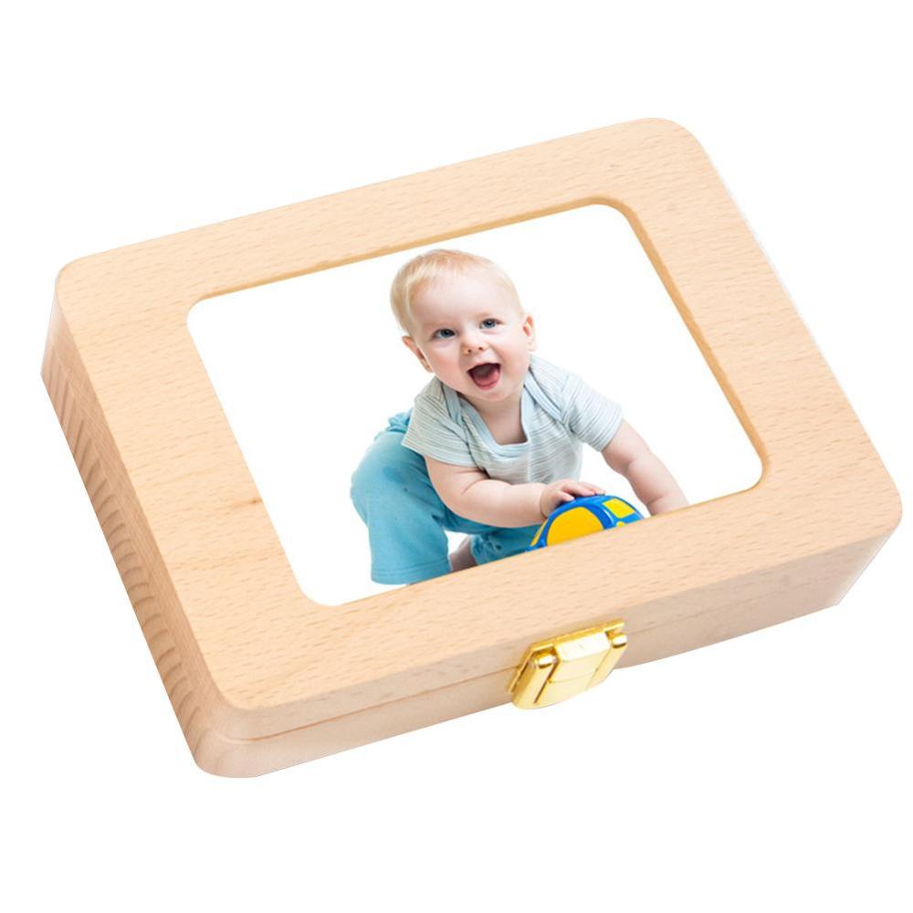 Wooden Photo Frame Fetal Hair Deciduous Tooth Box Organizer Milk Teeth Storage Umbilical Lanugo Save Collect Baby Souvenirs