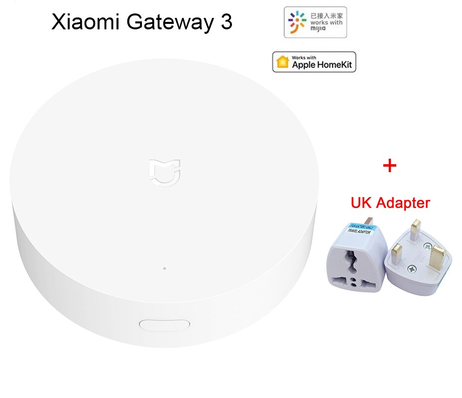 Newest Xiaomi Mijia Multifunctional Gateway ZigBee WIFI Bluetooth Mesh Hub Smart Home Hub Work With Mi Home APP Apple Homekit: Add UK Adapter