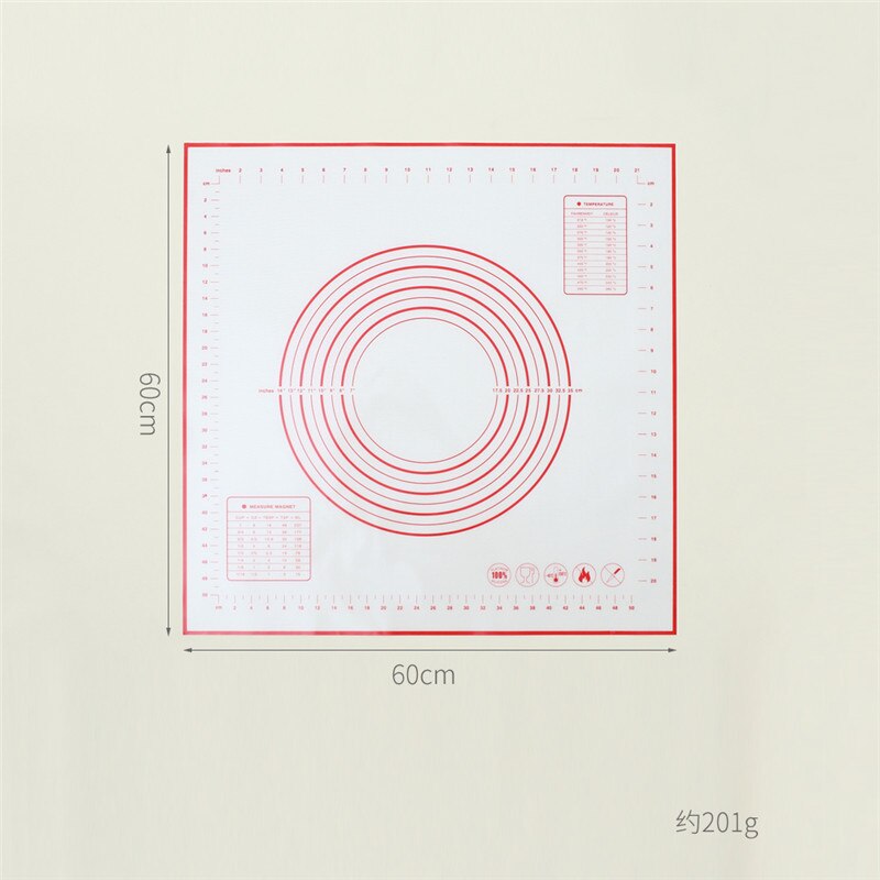 70*70cm Silicone Baking Mat Thicken Cake Silicone Mat Oven Pizza Pastry Mat Rolling Dough Board Non-Stick Mat Cake Baking Tools: Red-60x60cm