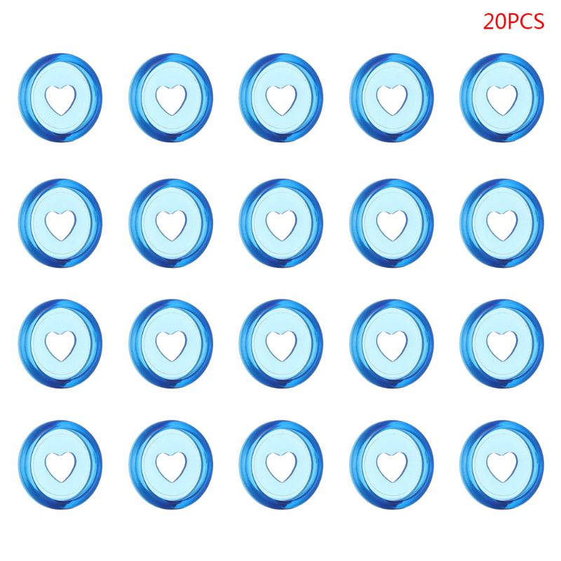 20pcs 24mm Transparent Heart Binder Rings Mushroom Hole Loose Leaf Notebook Disc 090F: Blue