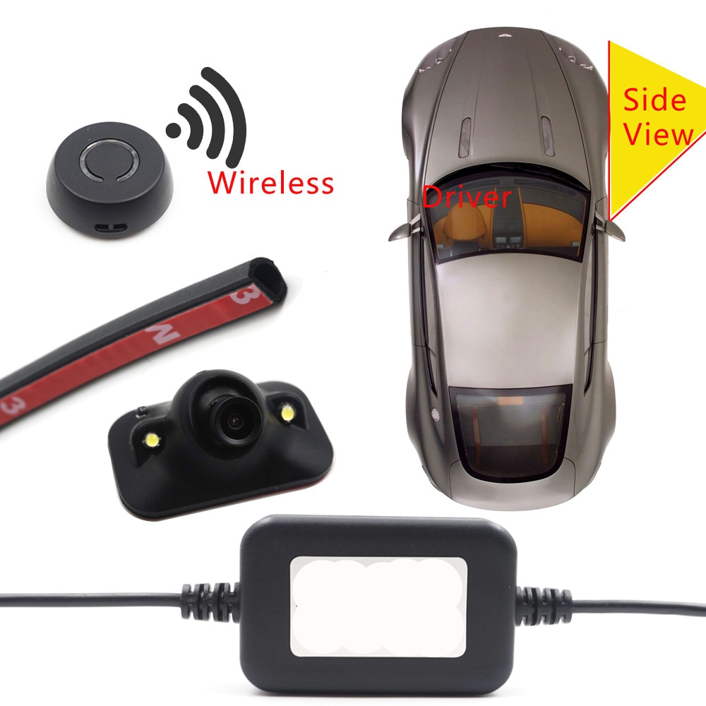 car wireless button control Diy install blind spot detecion side view camera parking monitor DVD detection visible system
