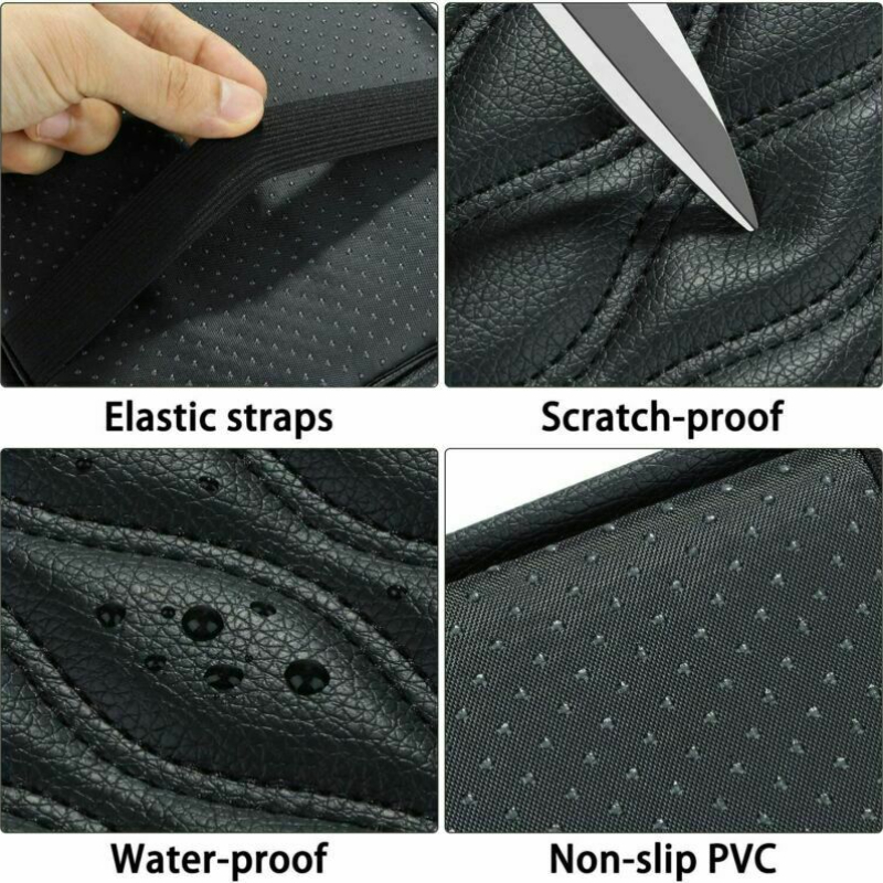 Copri Bracciolo Auto Zipelo In Morbida Peluche Con Cristalli | Accessorio Universale Auto In PU Impermeabile 32x19 Cm, Antiscivolo (Nero) - 2