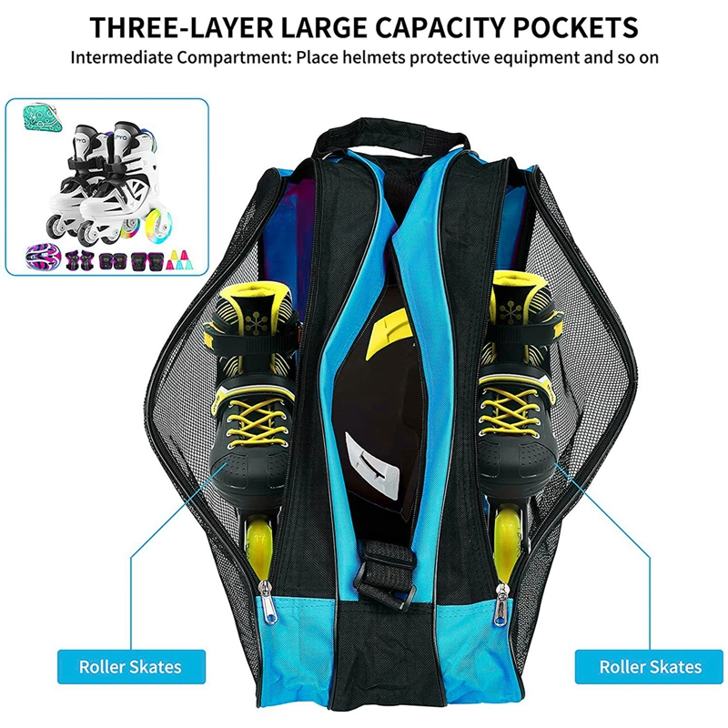 Sac de patins à roulettes Portable, sac de patinage sur glace, grande capacité, respirant, sac de rangement pour patins en ligne pour enfants, sac de chaussures de patinage