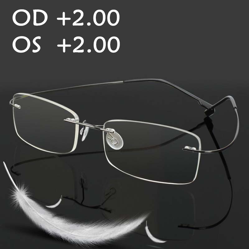 Rimelss Edelstahl flexibel Brillen Rezept Brillen Presbyopie Hyperopie Weit-kurzsichtig Lesebrille Festigkeit: Silber- Plus 200
