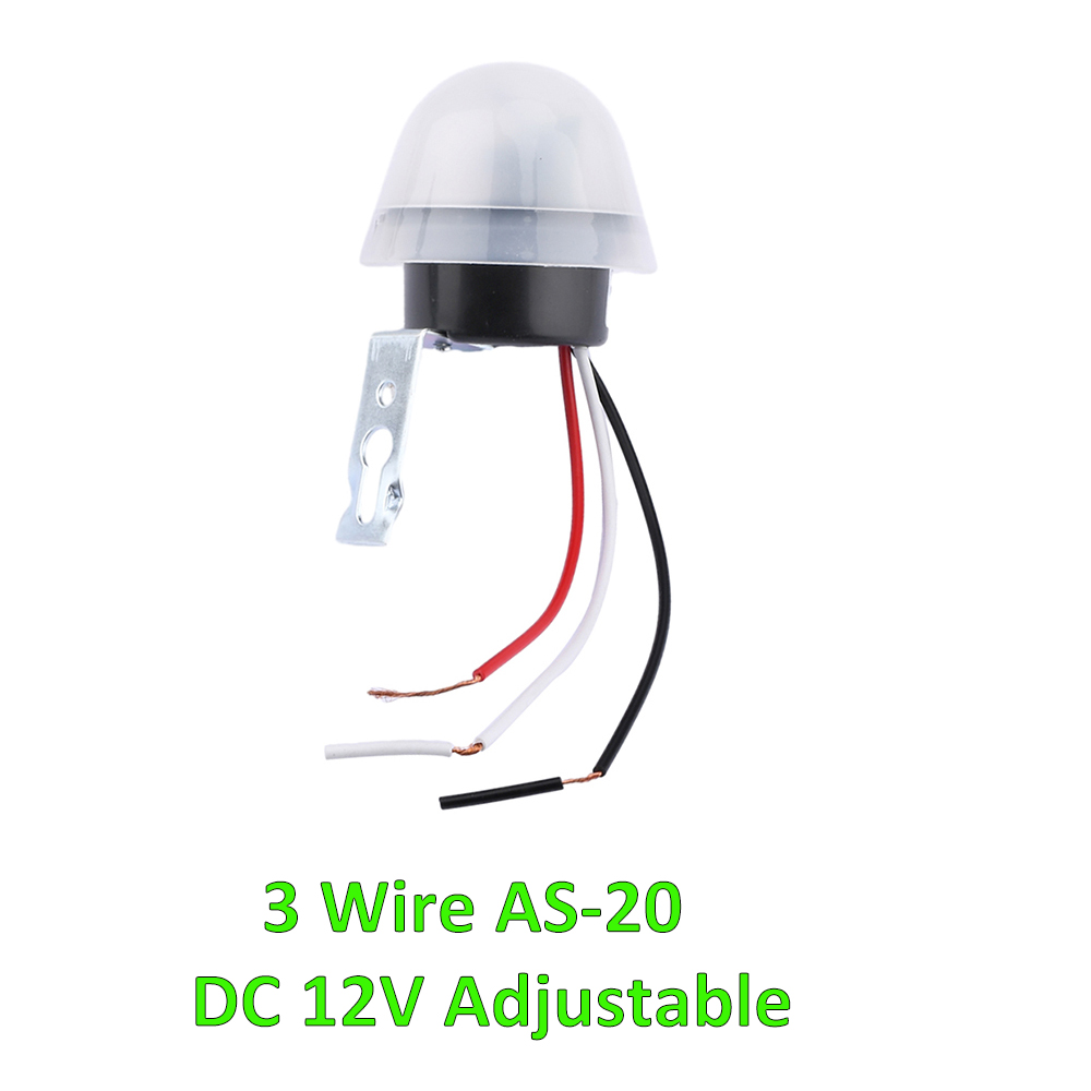 wie-20 automatische automatische Ein-Aus-Fotozelle Straßen laternen schalter AC/DC 12V 10a Fotos teuerung Fotosc Halfter Sensor Schalter 4 Draht: dunkel Grau