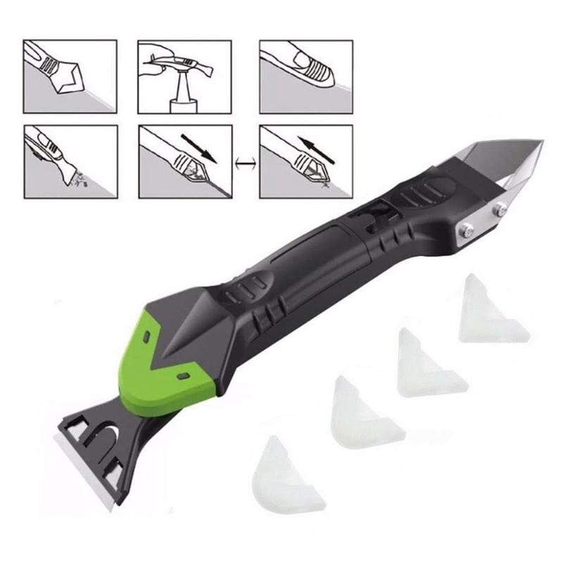 Kit de herramientas 5 en 1 para quitar calafateo de silicona, Kit de lechada suave, raspador de pegamento de plástico, herramienta de calafateo fácil