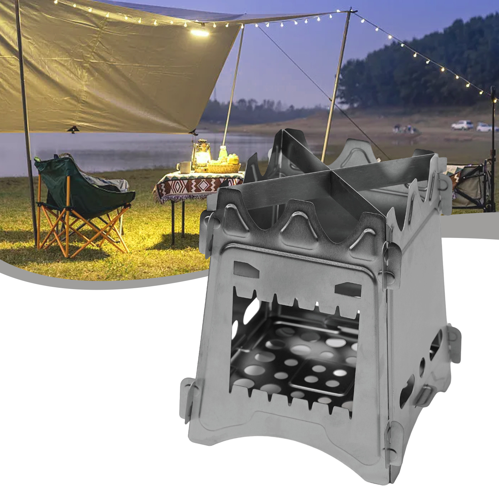 Cooking Picnic Wood Stove Camping Stove Burners Folding Packable Lightweight PURE TITANIUM Stove