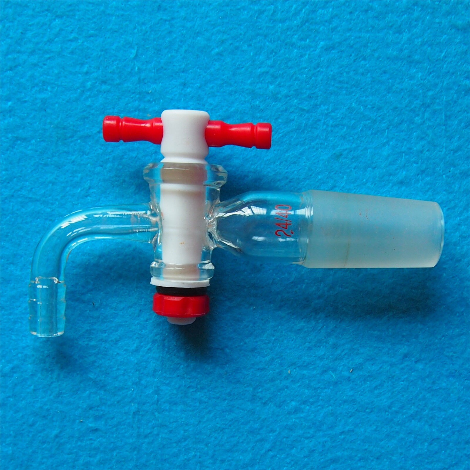 24/40,Glass Vacuum Adapter,Bent Hose Connection,Lab PTFE Stopcock,Chemical Valve