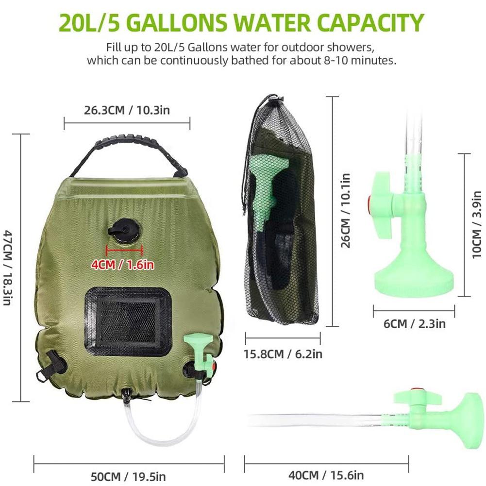 Outdoor Douche Waterzak Draagbare 20L Douche Bag Camping Wandelen Zonne-energie Verwarmd Douche Zwemmen Bag