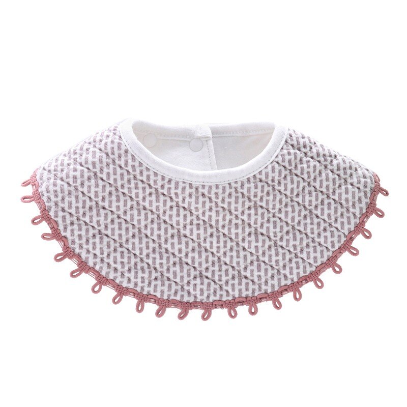 26*25cm Baby Bib European Round Bib Cotton Waterproof Saliva Towel Children Small Fresh Eating Pocket: Lavender