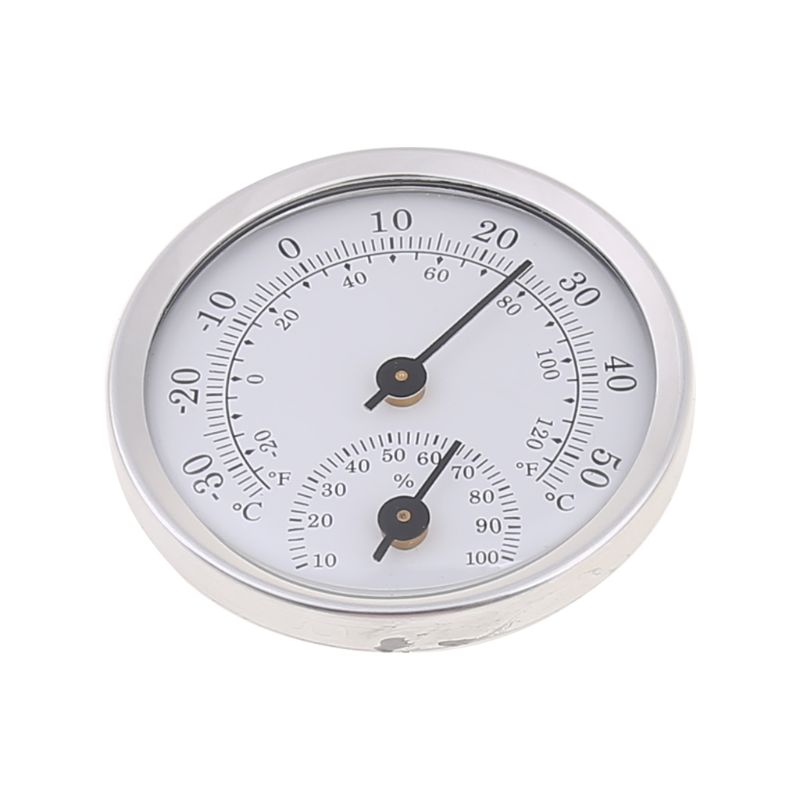 Huishouden Wandmontage Analoge Temperatuur Vochtigheid Meter Aluminium Thermometer Hygrometer-30-50C