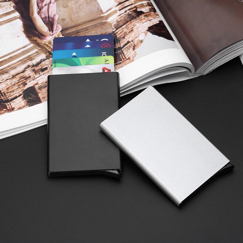 Anti-Diefstal Id Credit Kaarthouder Porte Carte Dunne Aluminium Metalen Portefeuilles Pocket Case Bank Vrouwen Mannen Credit Card doos