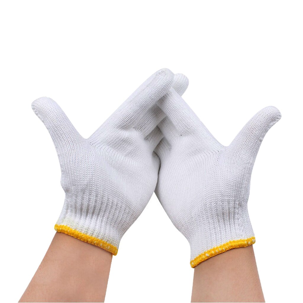 Guantes de trabajo de protección de punto de hilo de algodón para pintor, almacén Industrial, jardinería, hombres y mujeres, color Beige Natural, 12 pares