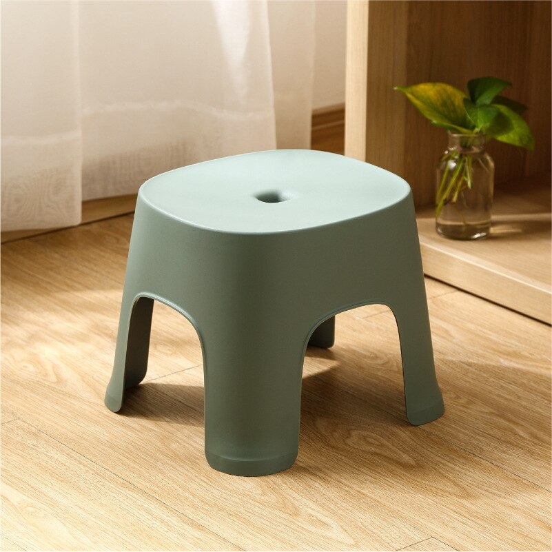 Household Bathroom Plastic Children's Stool Thickened Anti-slip Shoe Changing Stool Kid's Stepping Bench Stable Bedside Stools: Light green