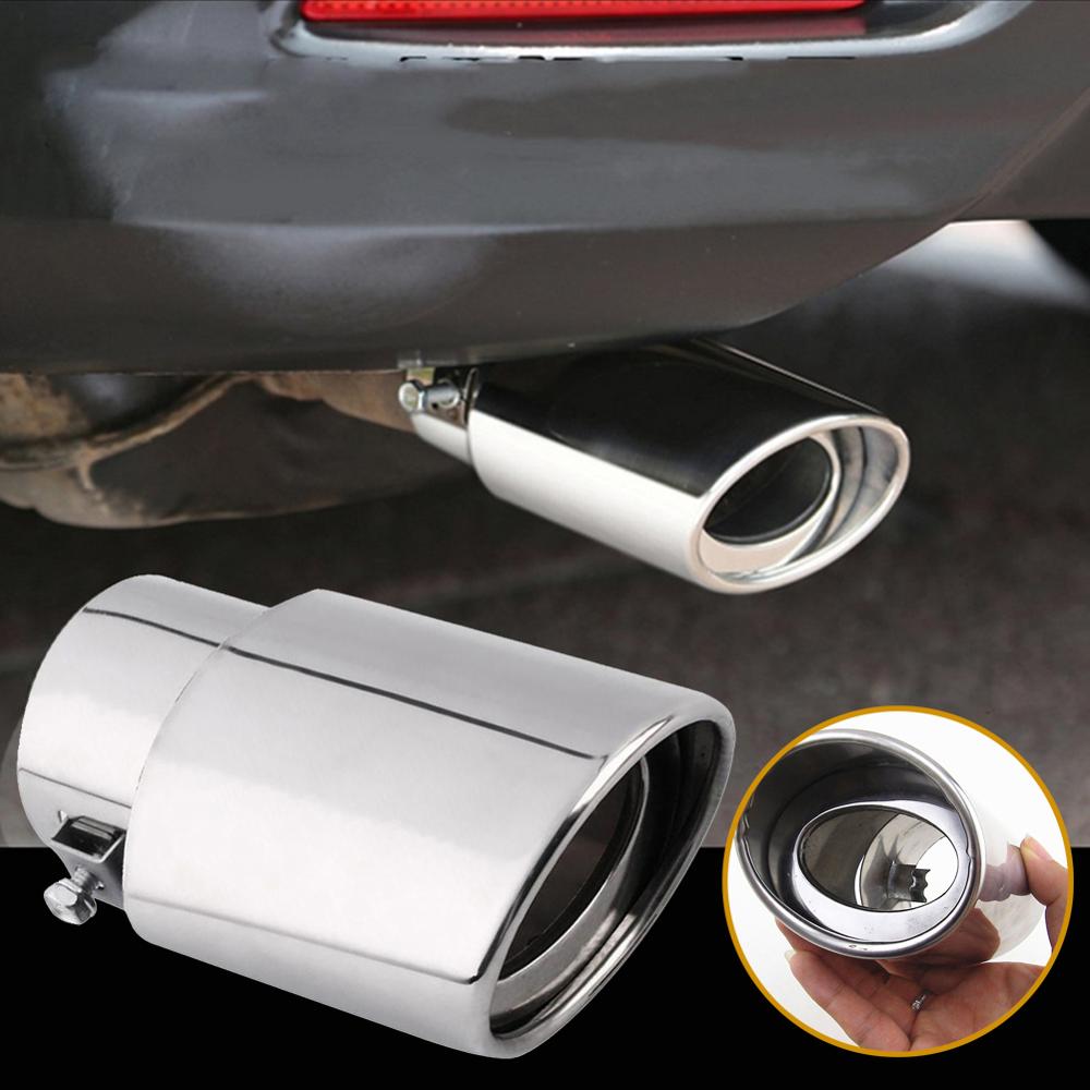 Universal Car Chrome Stainless Steel Rear Round Exhaust Pipe Tail Muffler Tip Throat Exhaust System