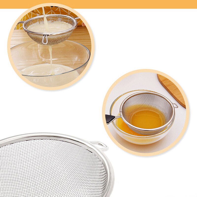 3Pcs/ Set Fine Mesh Stainless Steel Strainer Sieve Colander