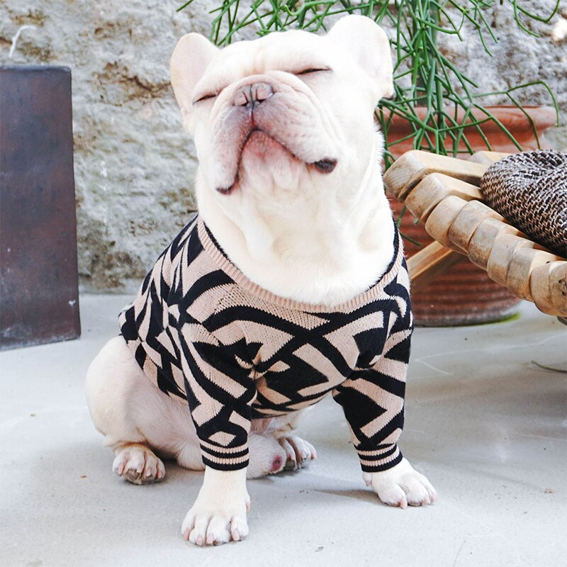 Camisola do cão macio clássico animal de estimação roupa casual traje moda cardigan camisola casaco de malha para schnauzer bulldog roupas de cachorro