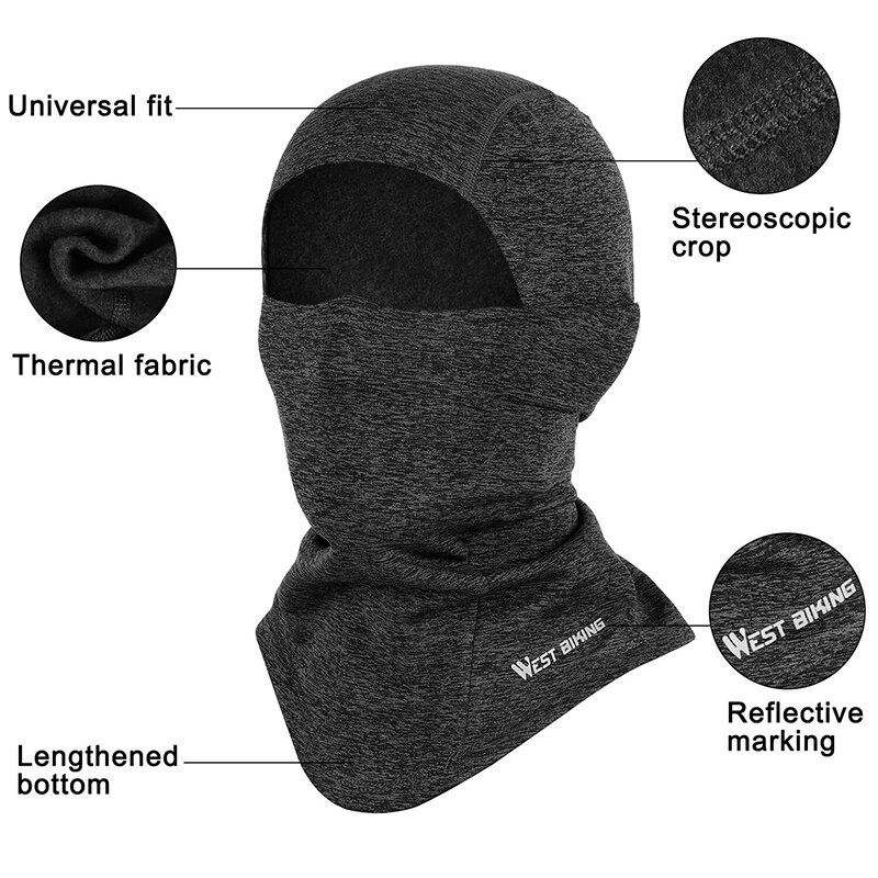 WEST BIKING Cycling Mask Winter Equipment Thermal Polar Fleece Skiing Snowboard Sport Scarf Hat Neck Bicycle Full Mask for Bike