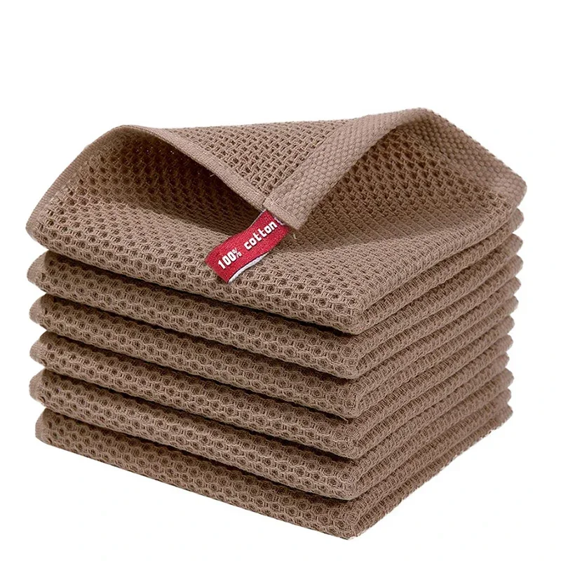 Torchon en coton nid d'abeille – Serviettes de cuisine super absorbantes, chiffons de lavage doux pour la vaisselle/visage/nettoyage: WHITE / 5 pièces