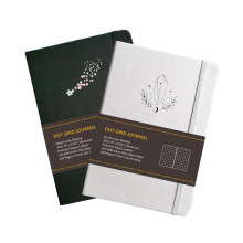 Ster En Diamant Zwart En Wit Vegan Lederen Cover 150GSM Zwart Papier Dot Grid Journal Met Zwarte Pagina