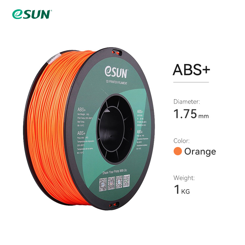 eSUN ABS+ Filament 1.75mm ABS Plus 3D Printer Filament Accuracy +/- 0.05mm 1KG 2.2 LBS Spool 3D Printing Material for 3D Printer: Orange