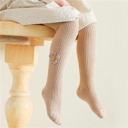 Mallas de algodón con estampado Floral para niñas, pantis lisos a rayas, de punto, para primavera y otoño: 1 / M for 13-24M