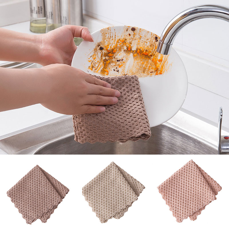 1PC Kitchen Anti-grease wiping rags efficient Super Absorbent Microfiber Cleaning Cloth home washing dish kitchen Cleaning towel