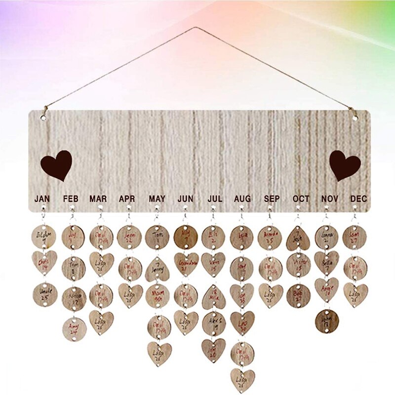 Family Birthday Board Set Hanging Wooden Calendar Wall Calendar Decor for Family Friends Birthday Reminder