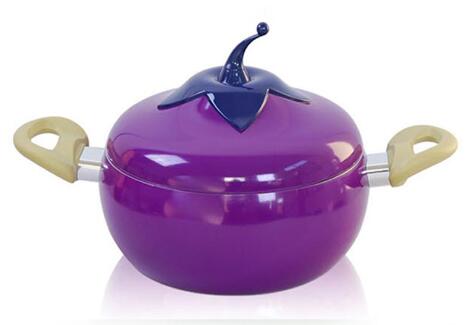 Korean Soup Pot Aluminum Non-stick Fruit Pan Tomato Eggplant Shape Cooking Pot For Both Stove Induction: Plum