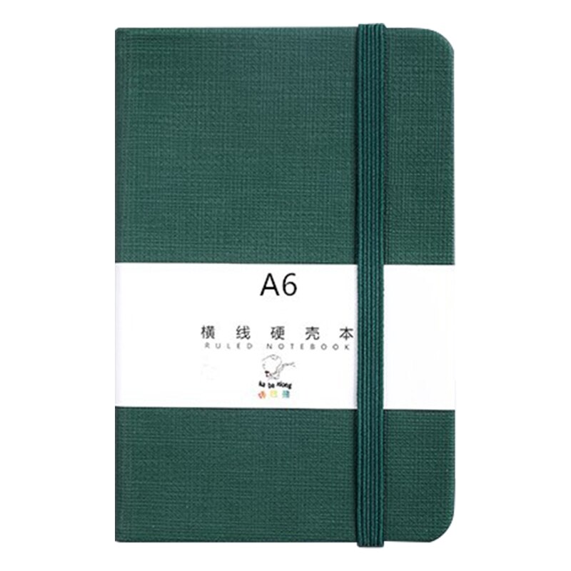 634A Hardcover Notebook A7/A6 Leather Notepad Pocket Journal Planner with Elastic Strap Wide Lined Paper for Adult Journaling: Green