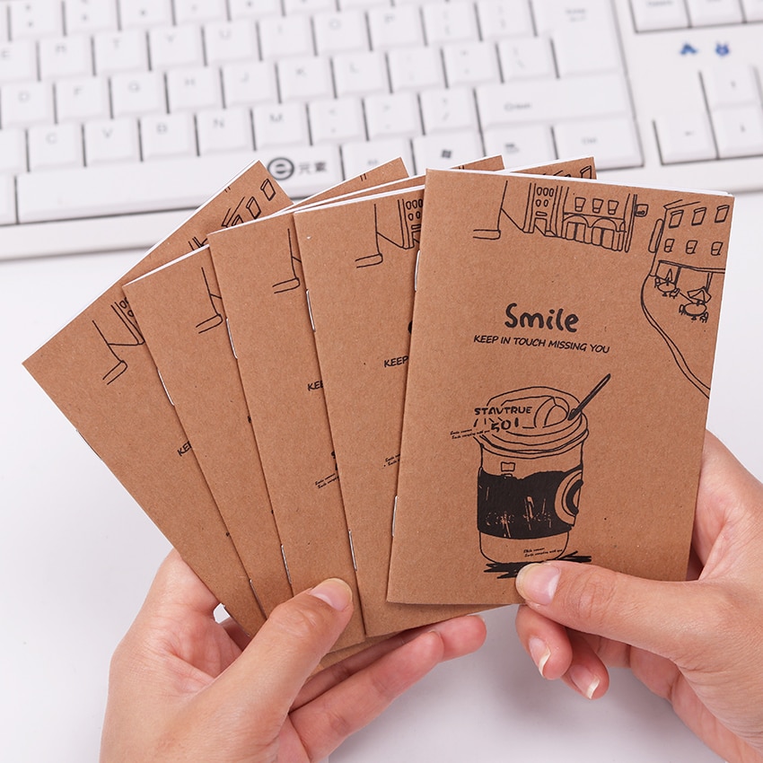 Cuaderno de papel Kraft japonés pequeño, fresco y a buen tiempo, Bloc de notas con patrón de animales de colores, papelería de oficina y suministros escolares 3 uds.