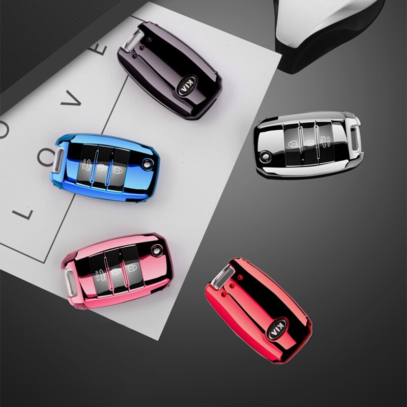 Tpu bil fjernbetjening nøgle fuld cover nøglering til kia  k2 k3 k4 k5 rio ql ceed sorento cerato sportage auto key protect shell cover