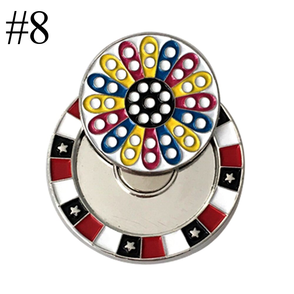 Double Layer Golf Ball Markers Assorted Patterns, Mark Golf Hat Clip Divot Tool Accessories: 8