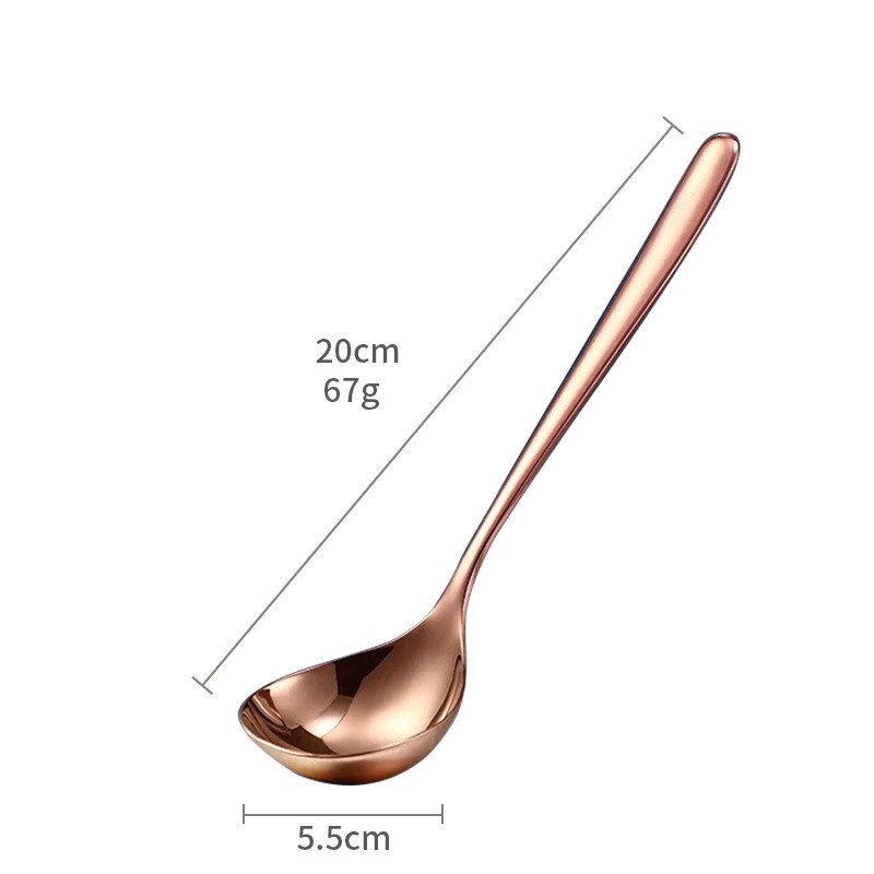 Ramen skje drikkeskje i rustfritt stål kommersiell langt håndtak 304 suppeskjeer hjem ramen skje kjøkkenutstyr suppeskje: Gull