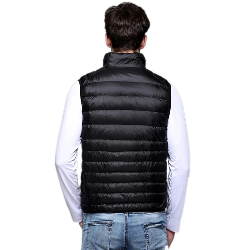 Men Ultra Light Down Vests Sleeveless Jacket Men Portable Lightweight Windproof Waistcoat Autumn And Winter Warm Coats