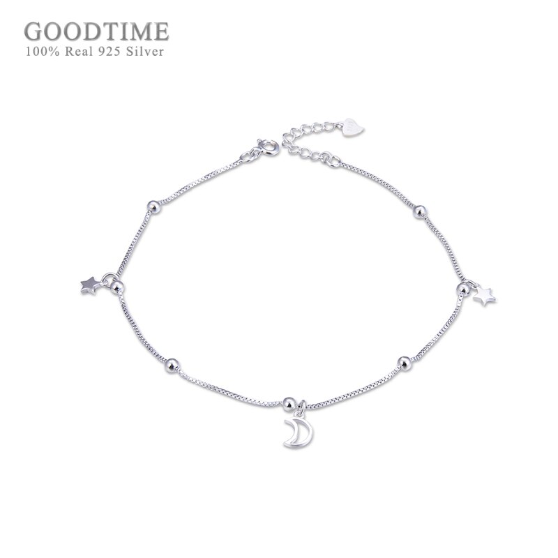 Mode Vrouwen Enkelband Echt 925 Sterling Zilveren Ster En Maan Zirkoon Kralen Enkelbandje Voet Accessoires Dress Up Voor Meisje Jurk up