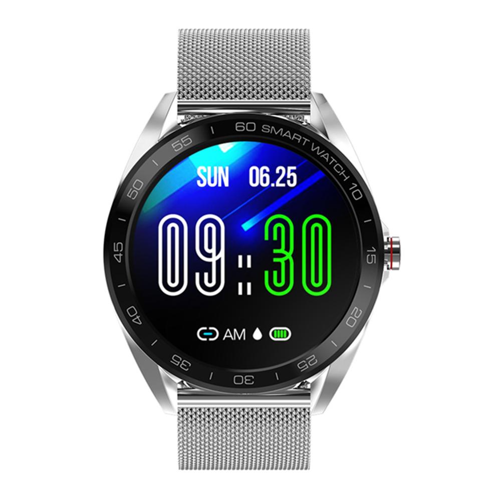 K7 écran rond montre intelligente fréquence cardiaque pression artérielle moniteur de sommeil Smartwatch Fitness Tracker horloge pour hommes pk Huawei: Silver Steel / with box add 16GB TF