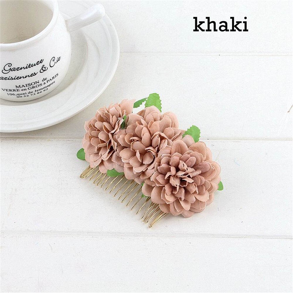 1 Pcs Rose Flower Hair Combs Wedding Crown Headwear Blooming Flower Headband for bride girls flower hair clip Wedding Jewelry