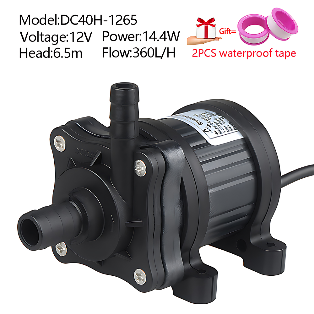 Kleine, leise, wassergekühlte Temperatur-Umwälzpumpe, DC 12/24 V Durchfluss: 360/450 L/H, bürstenloser Motor, Amphibien-Tauchpumpe: 3 V