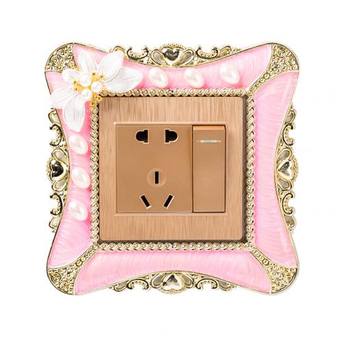 8.6*8.6cm Plastic Switch Sticker Square Switch Cover Wall Light Sockets Stickers DIY Wall Decor Switch Sleeve Home Decor: Pink