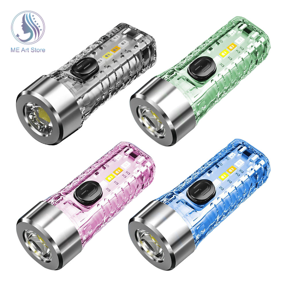 Mini Keychain Taschenlampe USB Aufladbare Multifunktions LED Lampe Wasserdichte Fluorescent Magnetic Warnung Camping Taschenlampe