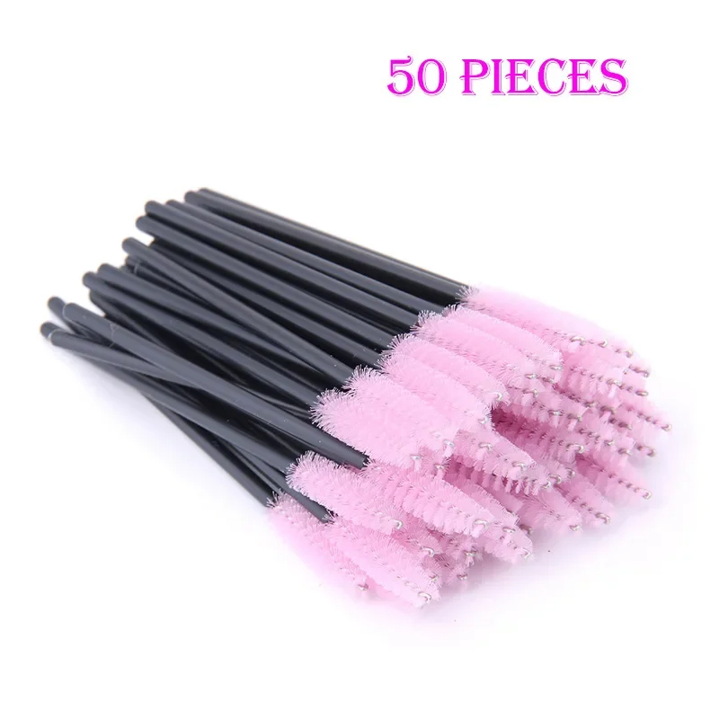 50 Stuks Wegwerp Wimperborstels Crystal Eye Lash Mascara Wands Glitter Lash Kam Spooies Micro Make-Up Applicators: Oranje