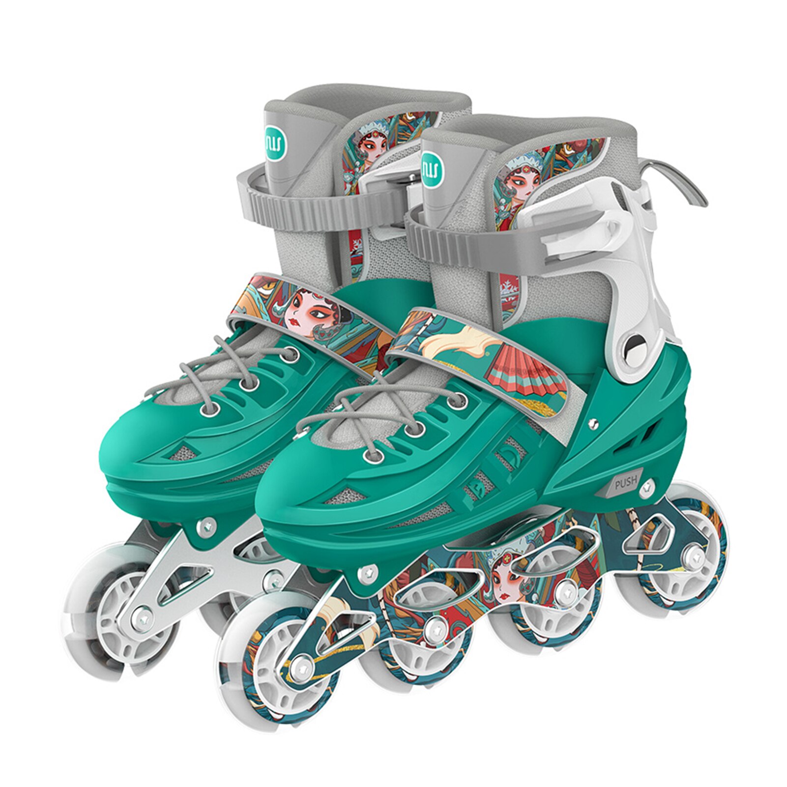 Inline Skates Outdoor Roller Skates Sneakers Adjustable Rollerblades Illuminating Wheels Adult Tracer Adjustable 4 Rodas PU Glow: Green  2732