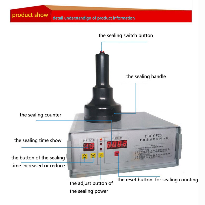 DCGY-F200 Portable induction sealing machine aluminum foil capper Honey Packaging Equipment (20mm-90mm)