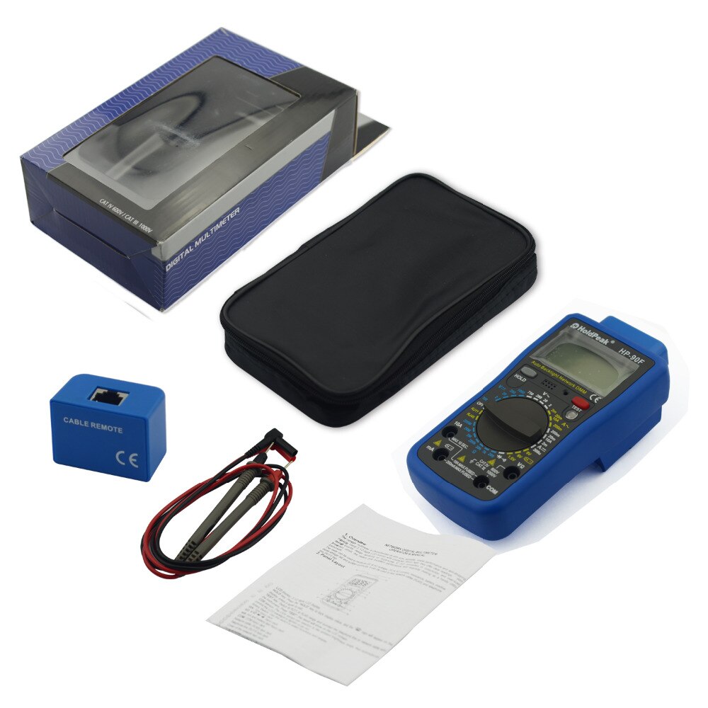 HoldPeak HP-90F Multimetro Digital HoldPeak HP-90F Digital Network Multimeter Meter with Telephone Line and Network Cable Test